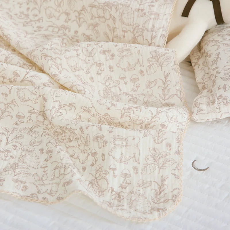 120X150CM Summer Floral Muslin Baby Blankets Baby Swaddle Wrap Receiving Blankets Soft Sleeping Bed Crib Quilt Stroller Blanket
