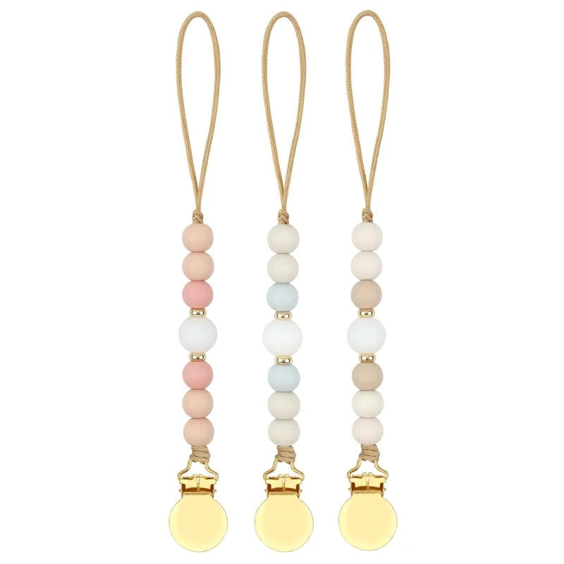 Pacifier Clips Chain Silicone Beads BPA Free DIY Dummy Clip Holder Soother Chains Baby Teething Toys Chew Shower Gifts Dropship