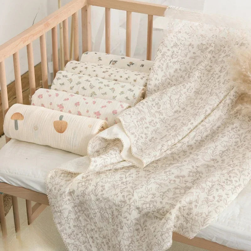 120X150CM Summer Floral Muslin Baby Blankets Baby Swaddle Wrap Receiving Blankets Soft Sleeping Bed Crib Quilt Stroller Blanket