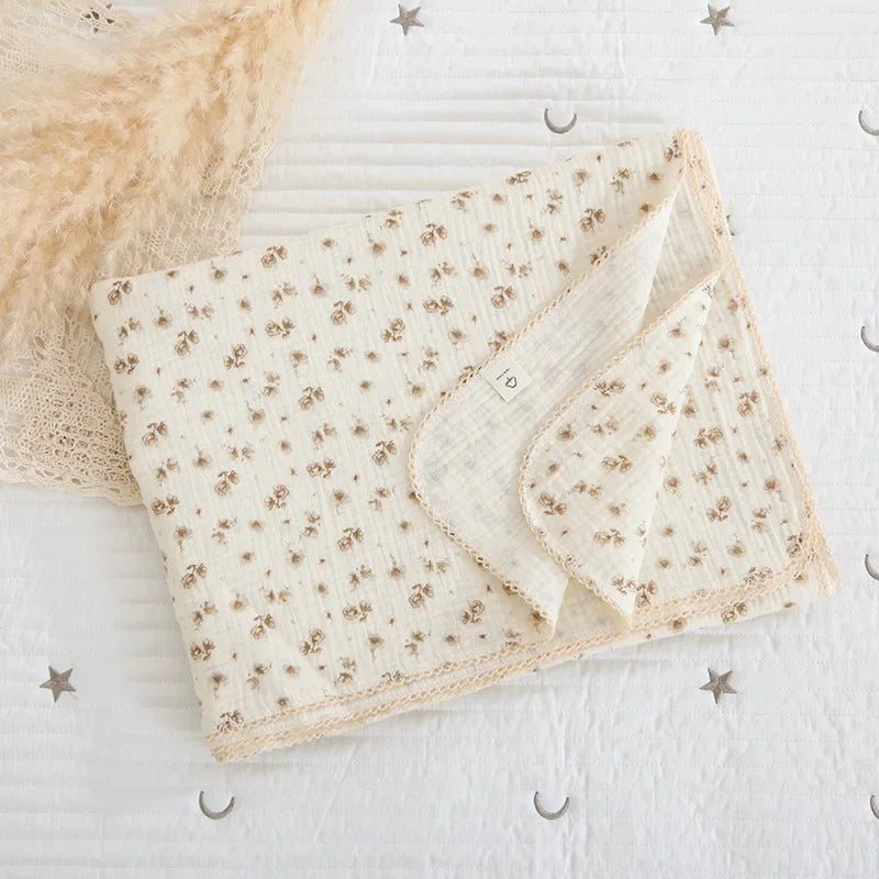 120X150CM Summer Floral Muslin Baby Blankets Baby Swaddle Wrap Receiving Blankets Soft Sleeping Bed Crib Quilt Stroller Blanket