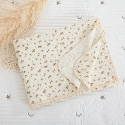 120X150CM Summer Floral Muslin Baby Blankets Baby Swaddle Wrap Receiving Blankets Soft Sleeping Bed Crib Quilt Stroller Blanket