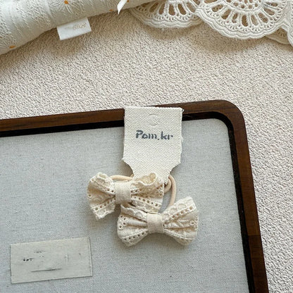 Baby Hair Band Girls White Ties Bows Elastic Rubber Headwear Exquisite Sweet Kids Baby Versatile Lace High Elasticity Hair Rope