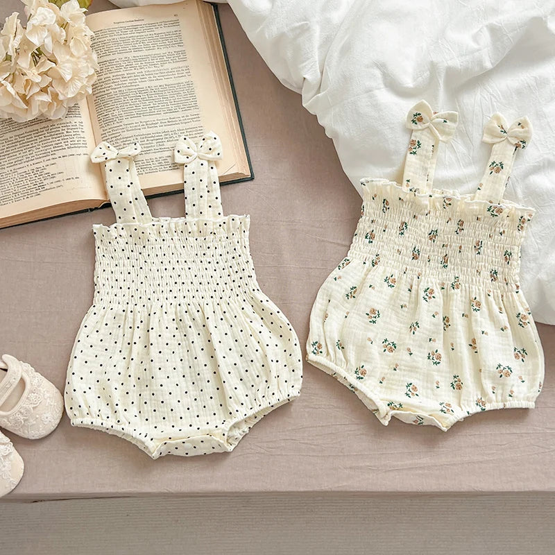Baby Cotton Sleeveless Rompers Clothes Newborn Girls Clothes Toddlers Flower bow Kids One-pieces Bodysuits Summer Outfit Kids