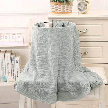 100% Organic Cotton Baby Wrap Gauze Ruffle Baby Blanket Security Material Swaddle Blanket