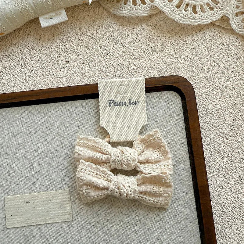 Baby Hair Band Girls White Ties Bows Elastic Rubber Headwear Exquisite Sweet Kids Baby Versatile Lace High Elasticity Hair Rope