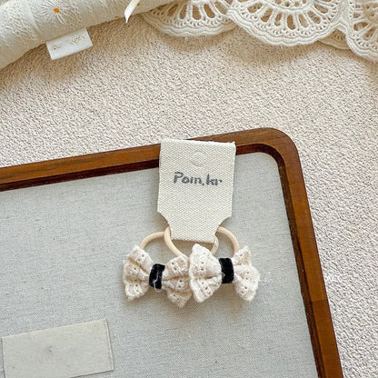 Baby Hair Band Girls White Ties Bows Elastic Rubber Headwear Exquisite Sweet Kids Baby Versatile Lace High Elasticity Hair Rope
