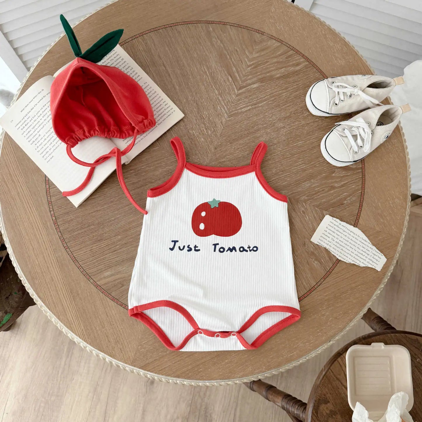 5830T Baby Clothes 2025 Summer Hot Fashion Tomato Printing Baby Boy's One Piece Clothes Cute Climbing Clothes