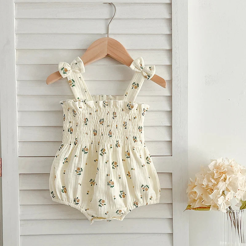 Baby Cotton Sleeveless Rompers Clothes Newborn Girls Clothes Toddlers Flower bow Kids One-pieces Bodysuits Summer Outfit Kids