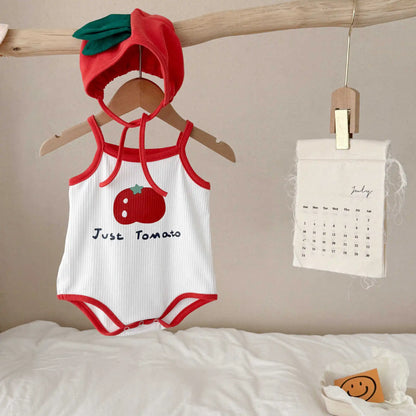5830T Baby Clothes 2025 Summer Hot Fashion Tomato Printing Baby Boy's One Piece Clothes Cute Climbing Clothes