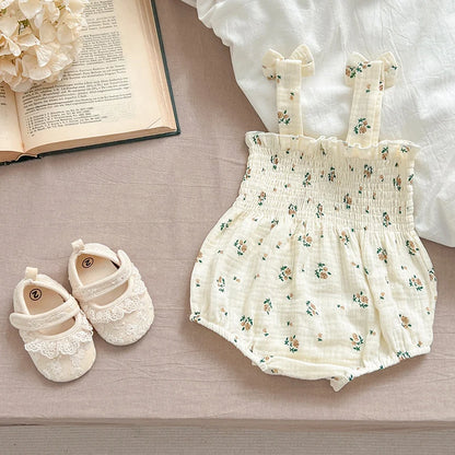 Baby Cotton Sleeveless Rompers Clothes Newborn Girls Clothes Toddlers Flower bow Kids One-pieces Bodysuits Summer Outfit Kids