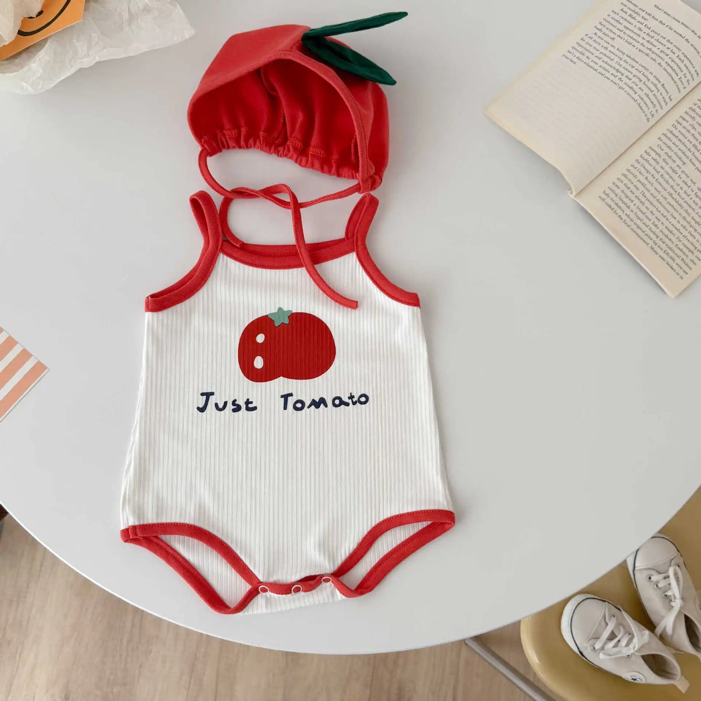5830T Baby Clothes 2025 Summer Hot Fashion Tomato Printing Baby Boy's One Piece Clothes Cute Climbing Clothes