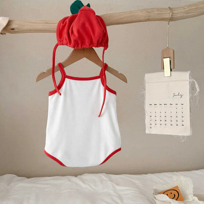 5830T Baby Clothes 2025 Summer Hot Fashion Tomato Printing Baby Boy's One Piece Clothes Cute Climbing Clothes