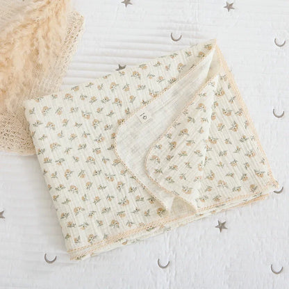 120X150CM Summer Floral Muslin Baby Blankets Baby Swaddle Wrap Receiving Blankets Soft Sleeping Bed Crib Quilt Stroller Blanket