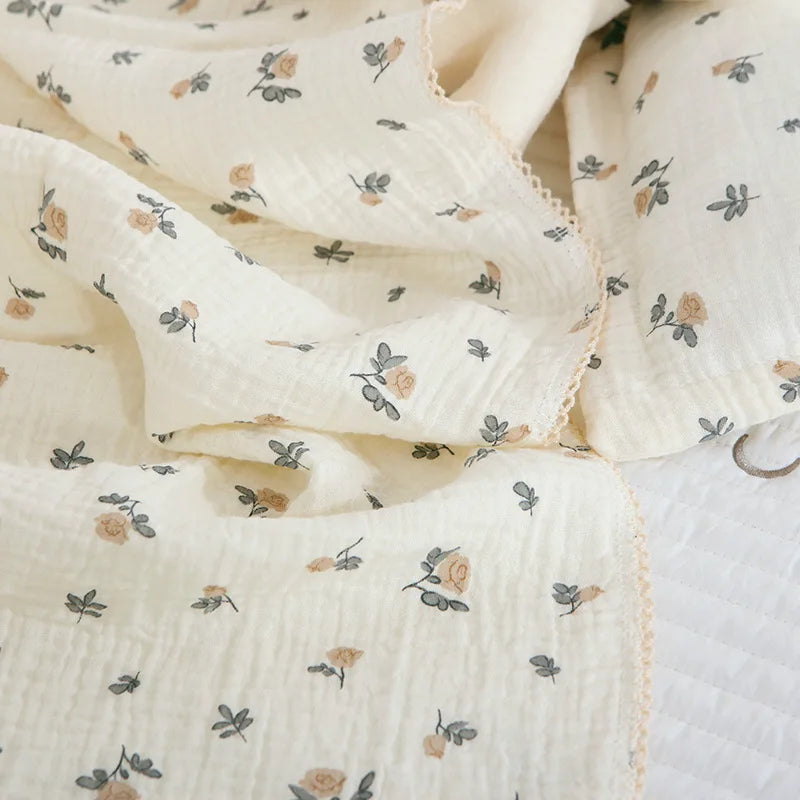 120X150CM Summer Floral Muslin Baby Blankets Baby Swaddle Wrap Receiving Blankets Soft Sleeping Bed Crib Quilt Stroller Blanket