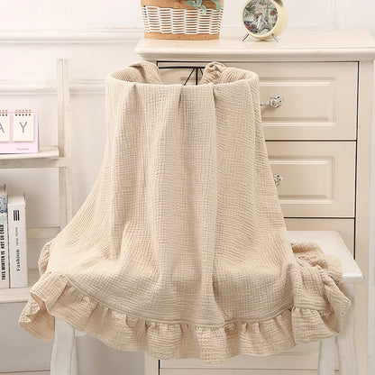 100% Organic Cotton Baby Wrap Gauze Ruffle Baby Blanket Security Material Swaddle Blanket