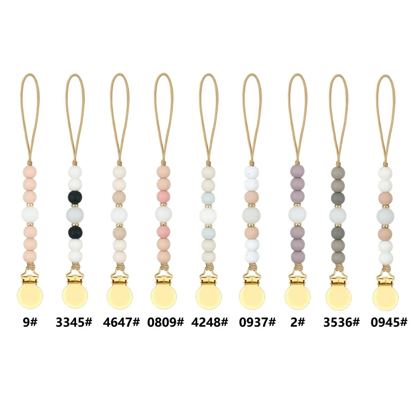 Pacifier Clips Chain Silicone Beads BPA Free DIY Dummy Clip Holder Soother Chains Baby Teething Toys Chew Shower Gifts Dropship