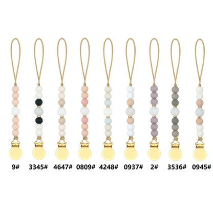 Pacifier Clips Chain Silicone Beads BPA Free DIY Dummy Clip Holder Soother Chains Baby Teething Toys Chew Shower Gifts Dropship