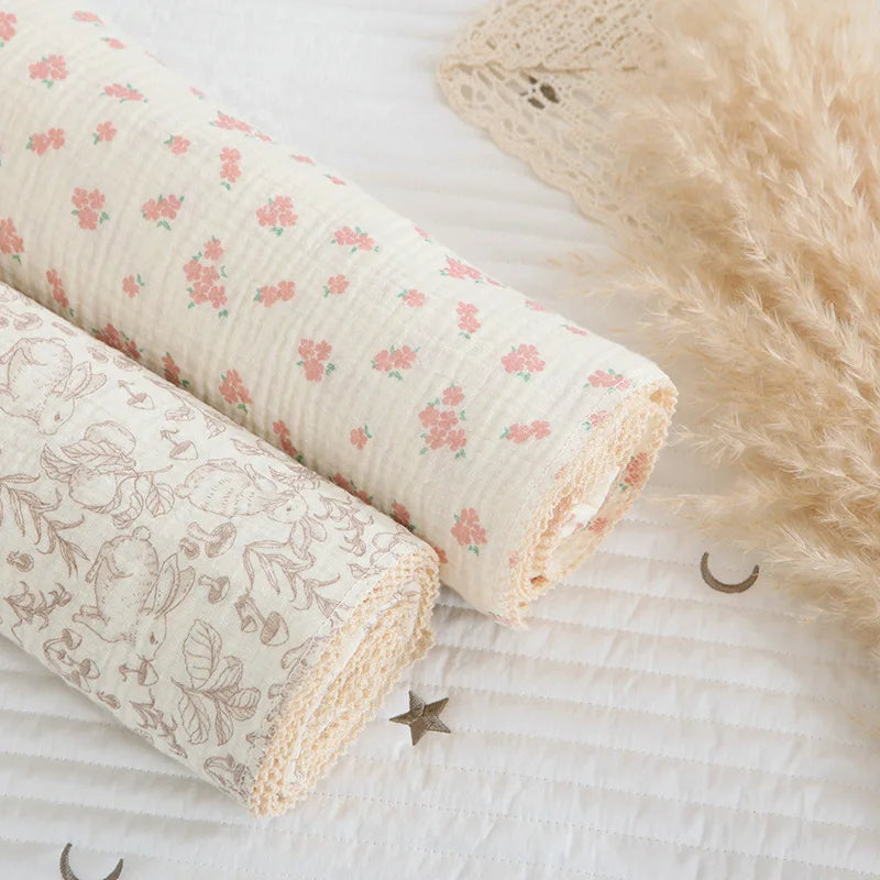 120X150CM Summer Floral Muslin Baby Blankets Baby Swaddle Wrap Receiving Blankets Soft Sleeping Bed Crib Quilt Stroller Blanket